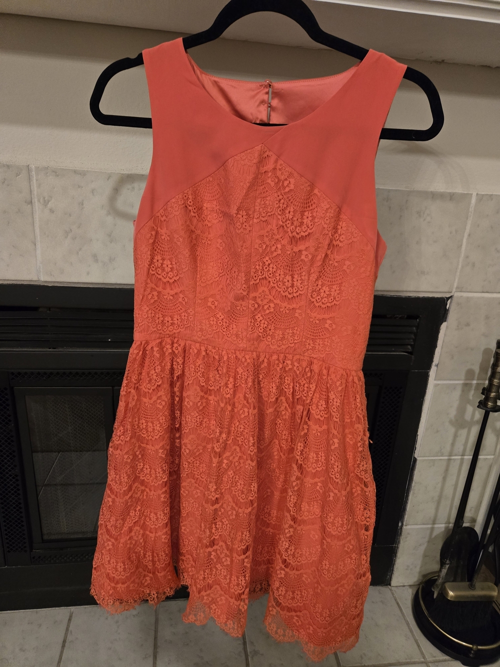 Jessica Simpson Coral Lace Fit-and-Flare Mini Dress